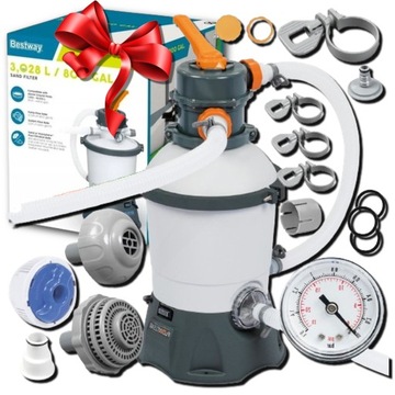 POMPA PIASKOWA FILTRUJĄCA DO BASENÓW BESTWAY 3028L/h + ZŁĄCZKI, WĘŻE ZESTAW