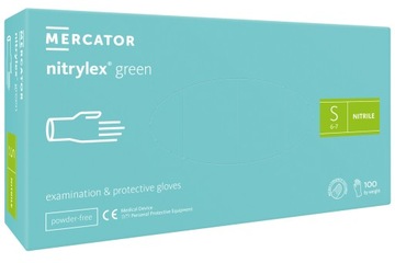 Rękawice Nitrylowe Mercator Medical Nitrylex Green Rozmiar S, 100 sztuk