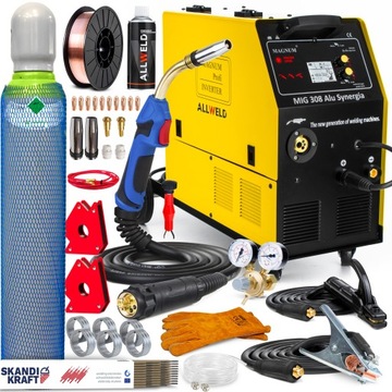 PÓŁAUTOMAT SPAWALNICZY SPAWARKA MAGNUM MIG 308 ALU SYNERGIA MAG MMA TIG DC