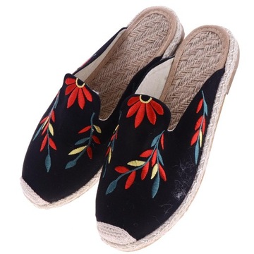 Холщовые туфли без шнуровки на плоской подошве