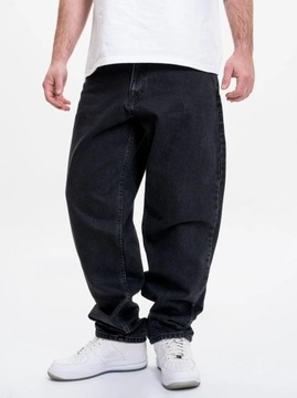 SZEROKIE Spodnie Jeansowe MĘSKIE BAGGY Sprane Czarne Jigga Wear Icon 2XL