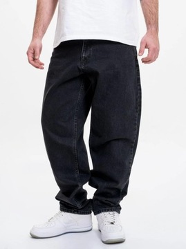 SZEROKIE Spodnie Jeansowe MĘSKIE BAGGY Sprane Czarne Jigga Wear Icon 6XL