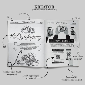 Wyjątkowa atrakcja weselna WASZA GAZETA Z DNIA ŚLUBU 4str. 50 sztuk