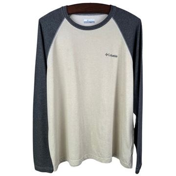 Beżowa bluzka męska longsleeve z szarymi rękawami casual COLUMBIA r. XL USA