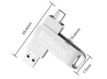 Флэш-накопитель 64 ГБ USB MICRO to USB C 2.0 BLIKSEM FLASH METAL 3in1 64 ГБ C