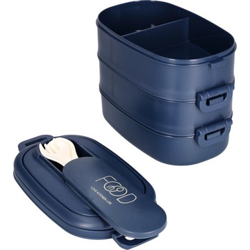 LUNCHBOX OBIADOWY 3 POZIOMY PRZEGRÓDKI SZTUĆCE DO MIKROFALI XXL PUDEŁKO