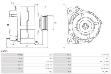 AS-PL ALTERNÁTOR 12V HYUNDAI ACCENT 1.3 1.5 94-2000 LANTRA II 1.5-2.0