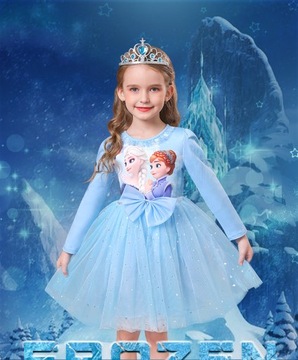Платье Elsa Frozen, бант, тюль, 110 хлопок.
