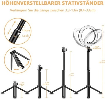 Светодиодная кольцевая лампа для макияжа, штатив для селфи, набор пультов дистанционного управления, затемнение