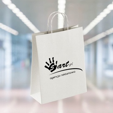 TORBA PAPIEROWA BIAŁA Z NADRUKIEM A5 225/80/180 100 SZT EKO NA PREZENT