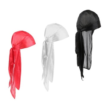 3 шт., унисекс, шелковистая шляпа-дураг, повязка на голову, пиратская шляпа от выпадения волос, черный + белый + красный