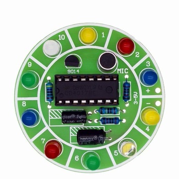Moduł sterowany głosem 10 LEDów - nauka lutowania KIT DIY
