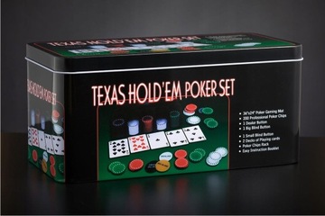 БОЛЬШОЙ НАБОР ДЛЯ ПОКЕРА, КАРТЫ, ФИШКИ, КОВРИК