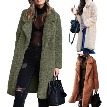 Winter Ladies Casual Long Thicken Plush Warm Cardi