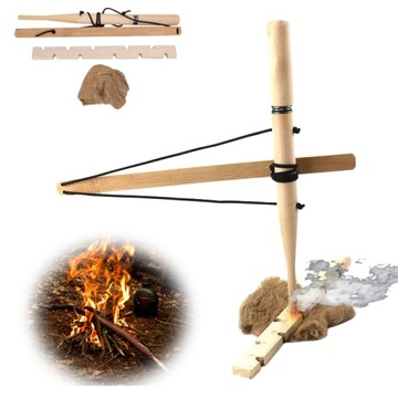 WIERTŁO ŁUKOWE OGIEŃ KRZESIWO ZAPAŁKI ROZPALANIE OGNIA SURVIVAL OGNISKO