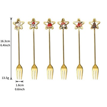 Ложка из нержавеющей стали 304, вилка, милая рождественская посуда, подарок, звездный кофе