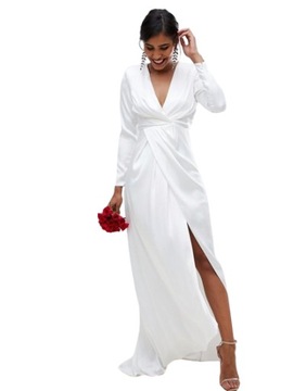 Biała satynowa suknia ślubna Sadie defekt 36