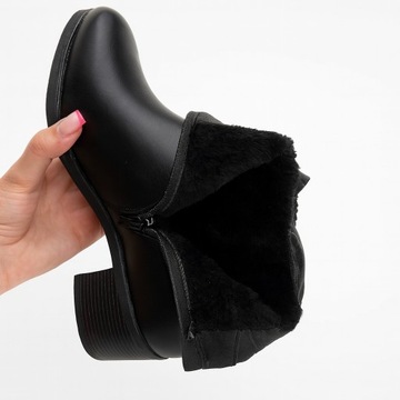BOTKI DAMSKIE ZIMOWE OCIEPLANE BUTY SZTYBLETY ELEGANCKIE PŁASKIE 39