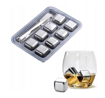 METALOWE KOSTKI CHŁODZĄCE DO DRINKÓW WHISKY 8szt