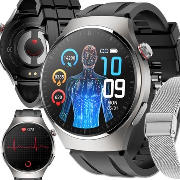 SMARTWATCH ZEGAREK CIŚNIENIOMIERZ EKG GLUKOZA GLIKEMIA HRV ROZMOWY MENU PL