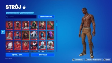 KONTO FORTNITE TRAVIS SCOTT MARVEL STAR WARS REAPER MINTY AXE SPIDER MAN VD