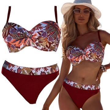 STRÓJ KĄPIELOWY DWUCZĘŚCIOWY KOSTIUM DAMSKI USZTYWNIANY PUSH UP KOMPLET 75B