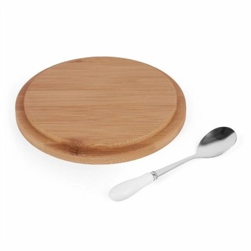 САХАРНИЦА С БАМБУКОВОЙ КРЫШКОЙ И СЕРОЙ ЛОЖКОЙ