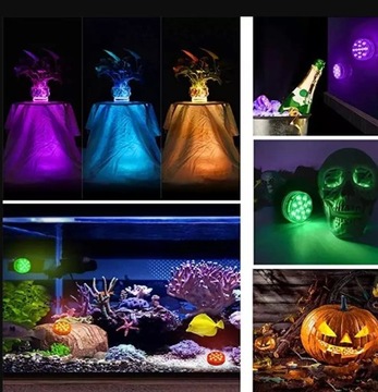 ВОДОНЕПРОНИЦАЕМАЯ ЛАМПА 10 СВЕТОДИОДНЫХ RGB ПОДСТАВКА ДЛЯ ДИСТАНЦИОННОГО УПРАВЛЕНИЯ x2