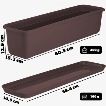 БАЛКОННЫЙ ЯЩИК, ЦВЕТОЧНЫЙ ГОРШОК 60см + ПОДСТАВКА