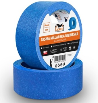 KACBUD TAŚMA MALARSKA NIEBIESKA PAPIEROWA DELIKATNY KLEJ 38 mm x 50 m