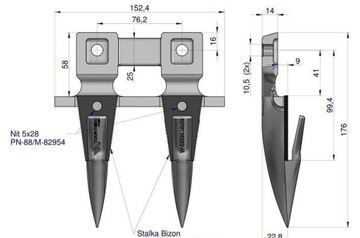 Bizon 505002005 Штык-нож Waryński с двойным пальцем и черешком