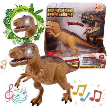 DINOZAUR TREX EFEKTY ŚWIETLNE DŹWIĘKOWE RUCHOMY ŚWIECĄCE OCZY TYRANOZAUR