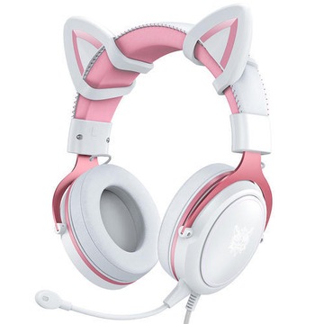 Słuchawki Onikuma X10 RGB kocie uszy różowo-białe