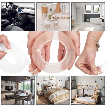 ДВУХСТОРОННЯЯ НАНОЛЕНТА, МНОГОКРАТНАЯ, ПРОЧНАЯ, ВОДОНЕПРОНИЦАЕМАЯ, ПРОЗРАЧНАЯ