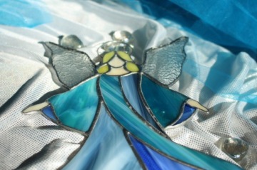 Тиффани сине-серый витражный ангел