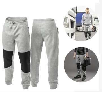 SPODNIE ROBOCZE MĘSKIE DRESY WZMOCNIENIA SZARE 3XL