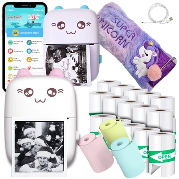 Mini Drukarka Termiczna Bluetooth Drukuś do Zdjęć +Etui Rolki Gratis Polski