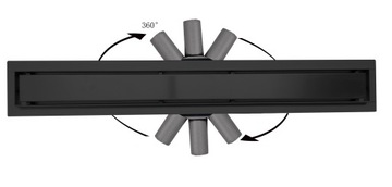 obracany360 SOLIDNY Odpływ Liniowy 2w1 CZARNY 70cm