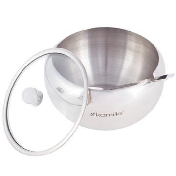 СТАЛЬНАЯ САХАРНИЦА С ЛОЖКОЙ И КРЫШКОЙ САХАРНИЦА KAMILLE