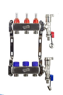 Напольный распределитель INOX стальной, 3-х контурный Goshe 0331.211