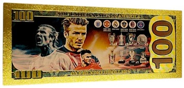 BECKHAM Pozłacany Banknot Kolekcjonerski z PCV GADŻET DLA FANA PREZENT