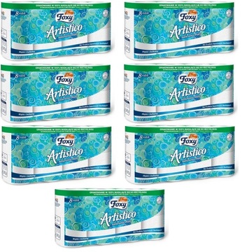 PAPIER TOALETOWY FOXY ARTISTICO bezzapachowy BIAŁY 7x8 sztuk - 56 ROLEK