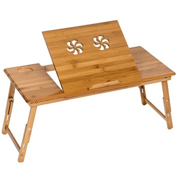 Stół do laptopa wykonany z drewna, z regulacją wysokości, 72x35x26cm