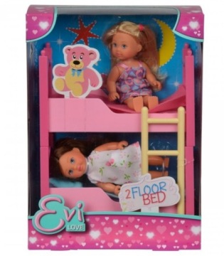 ДВУХЪЯРУСНАЯ КРОВАТЬ ДЛЯ КУКОЛ EVI LOVE РАСКЛАДНАЯ 2 КУКЛЫ