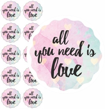 Zestaw naklejek ALL YOU NEED IS LOVE miłość zakochani nowożeńcy Prezent