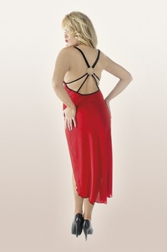 WALENTYNKOWA Seksowna, długa,czerwona sukienka z kółkiem na plecach R.50/52