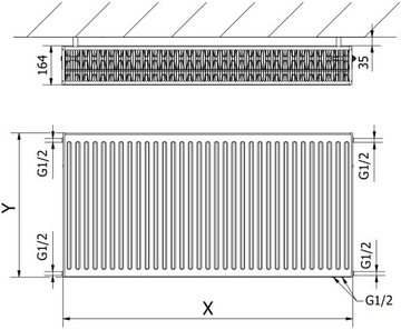 ПАНЕЛЬНЫЙ РАДИАТОР MEXEN CV33 900 x 2000 ММ НИЗ БЕЛЫЙ 6364 Вт