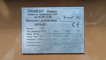 Радиальный вентилятор Triwent Siemens WFK-20