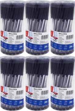 Długopis biurowy MemoBe 1mm 25szt czarny x6