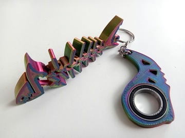 Keyspinner Keyrambit + Shark TikTok Key - брелок PINK FLUO